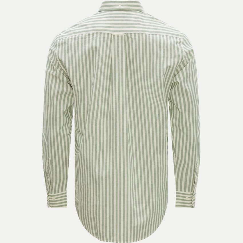 Gant Shirts REG COTTON LINEN STRIPE SHIRT 3230057 KALAMATA GREEN